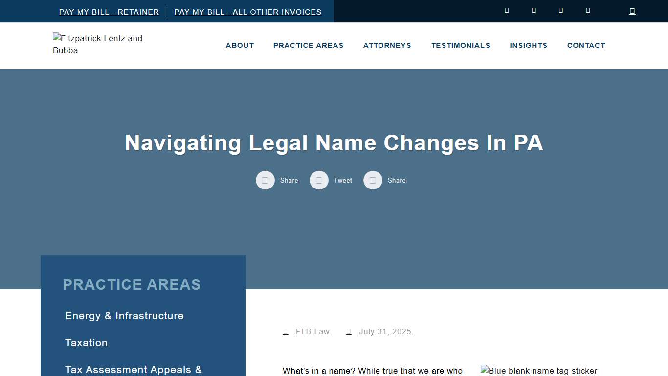 Navigating Legal Name Changes in PA Fitzpatrick Lentz & Bubba, P.C.