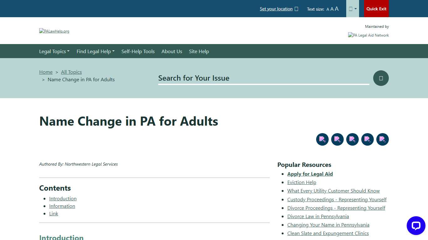 Name Change in PA for Adults PALawHELP.org - Your Online Guide to Legal Information and Legal Services in Pennsylvania